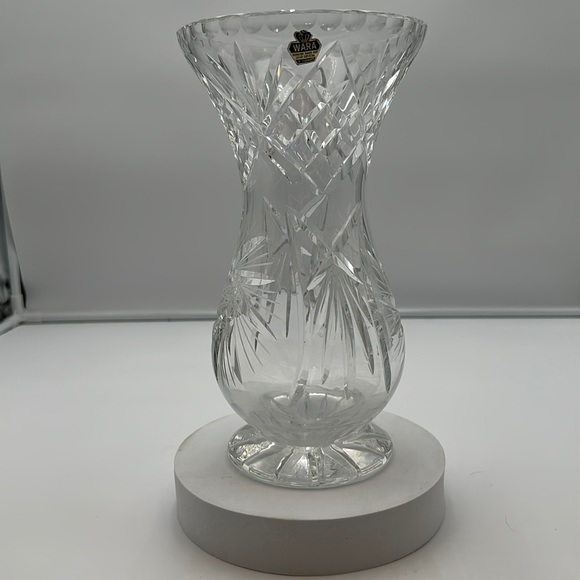Vintage Wara Lead Crystal Hand Cut Clear Vase West Germany Star of David - Picture 1 of 16
